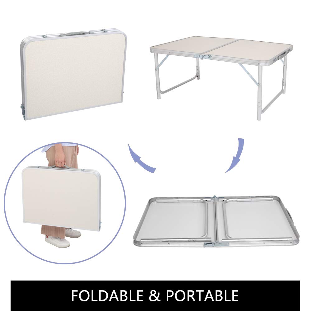 3ft Adjustable Aluminum Folding Picnic Camping Table with Carry Handle D35313