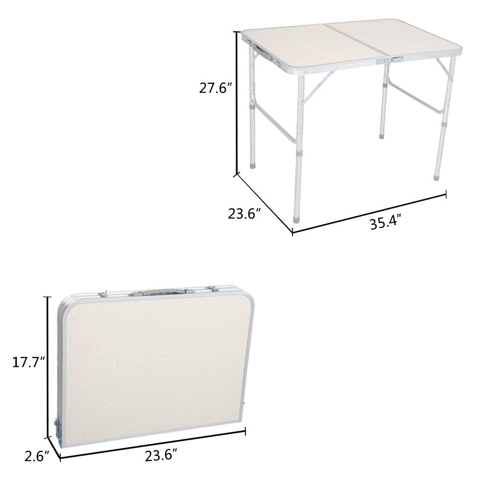 3ft Adjustable Aluminum Folding Picnic Camping Table with Carry Handle D35313