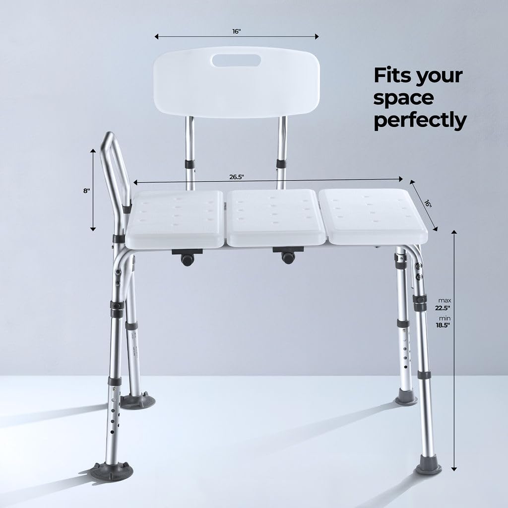Adjustable Height White Plastic Transfer Bench R953