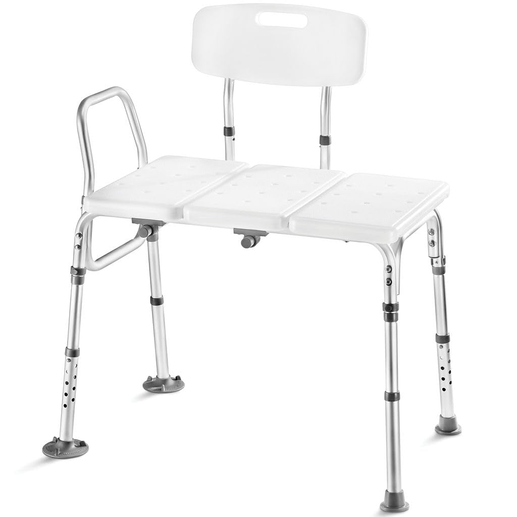 Adjustable Height White Plastic Transfer Bench R953