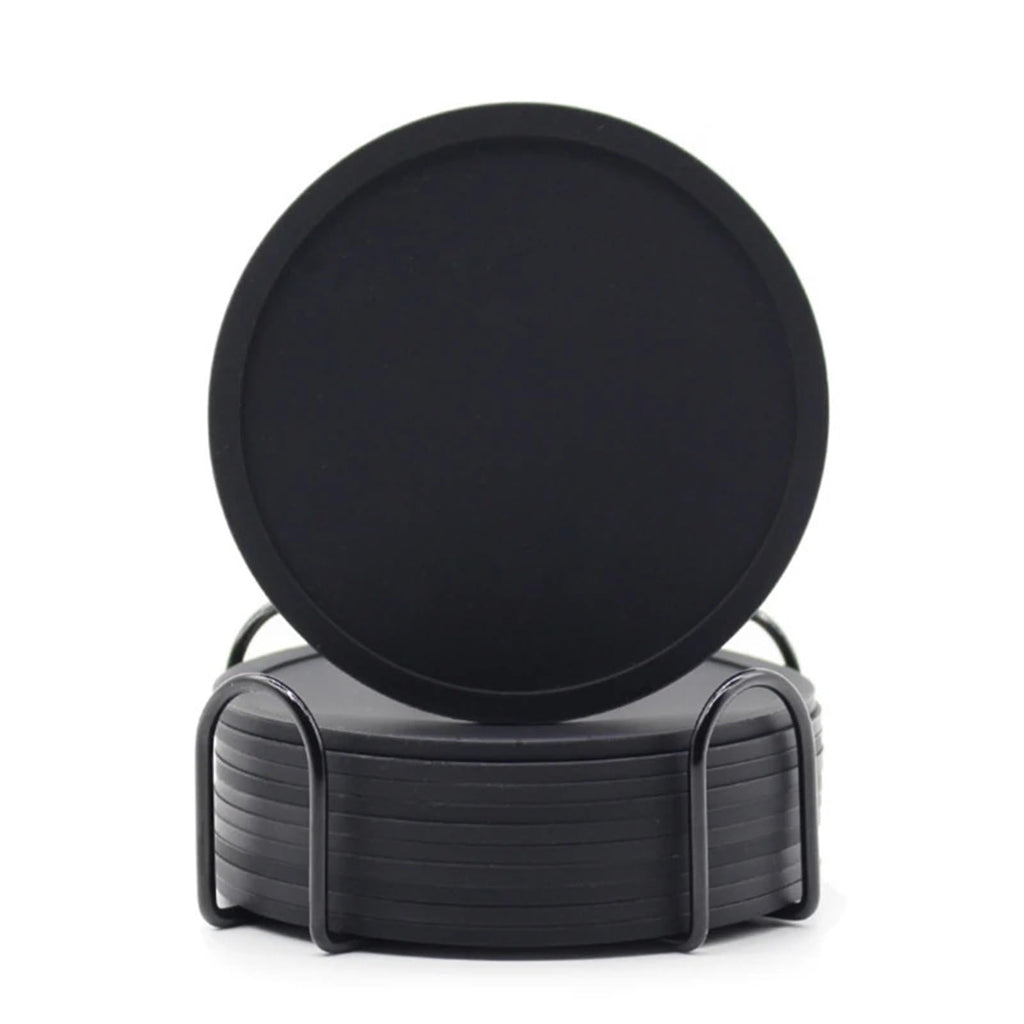 36pcs Set Circular Silicone Coasters Black U575