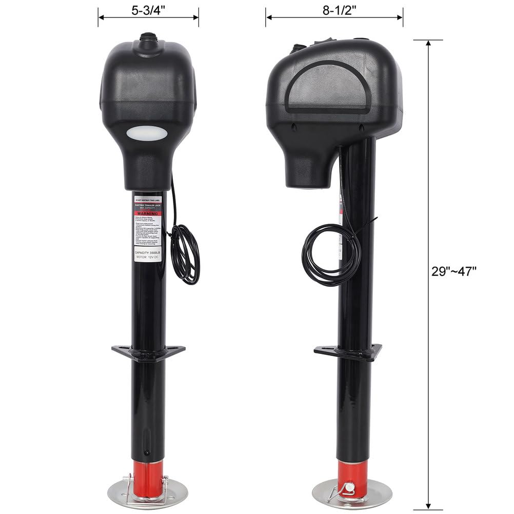 3500 lbs 12V Electric Trailer Jack with 18" Drop Leg J93810