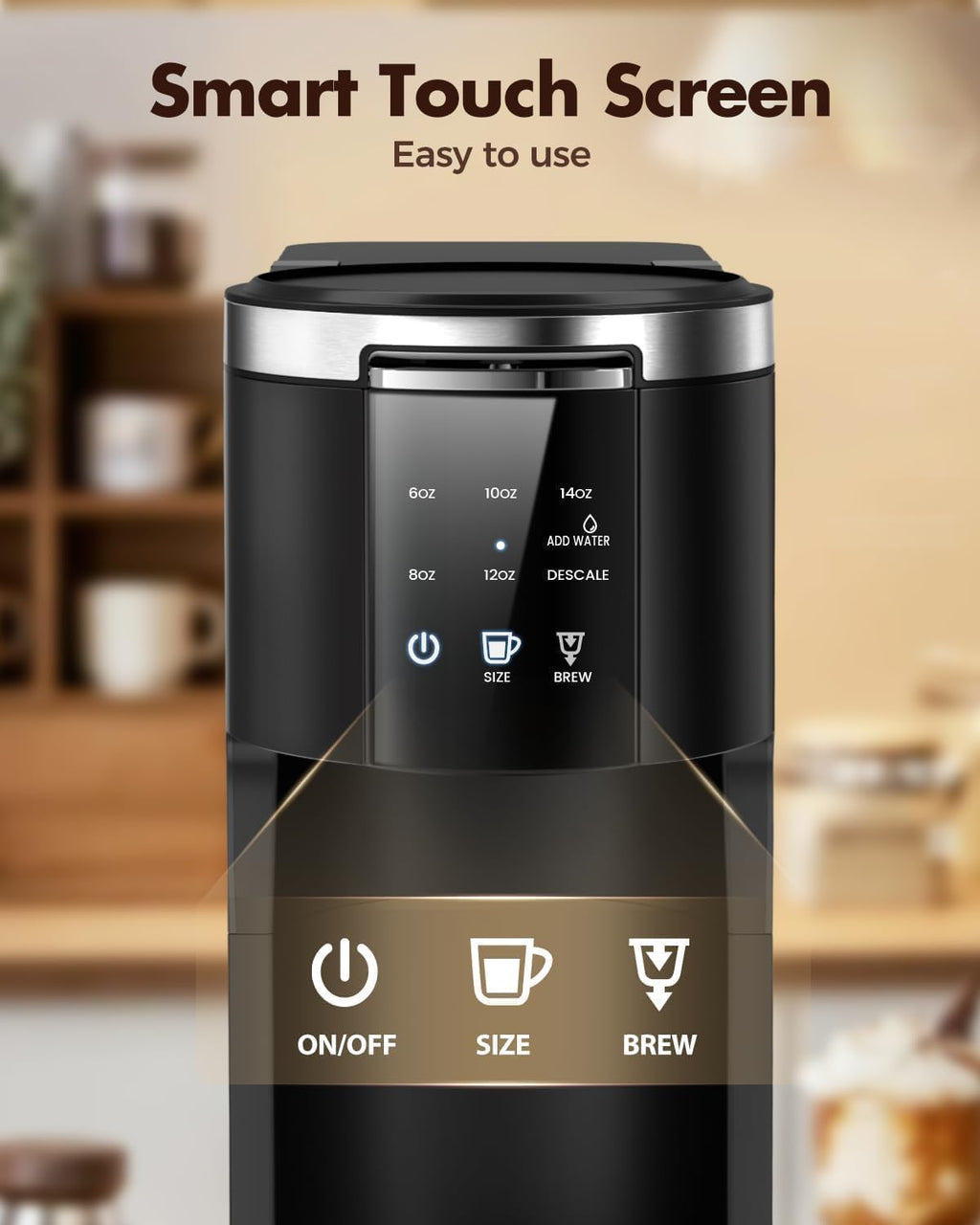 Single Serve 2 in 1 Pod Coffee Maker, 6 to 14oz, Black Q74131