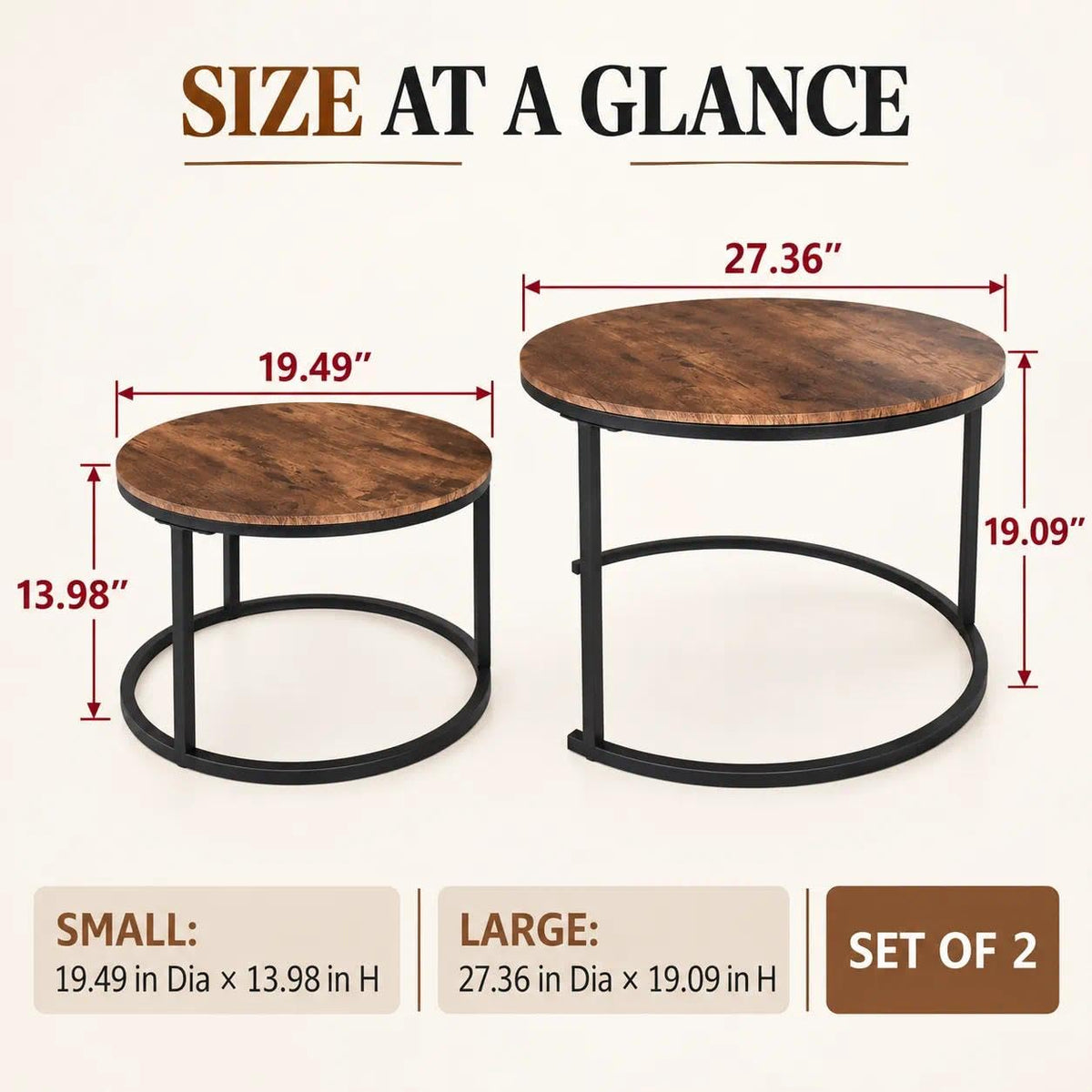Round Nesting Coffee Table Set of 2 G574800