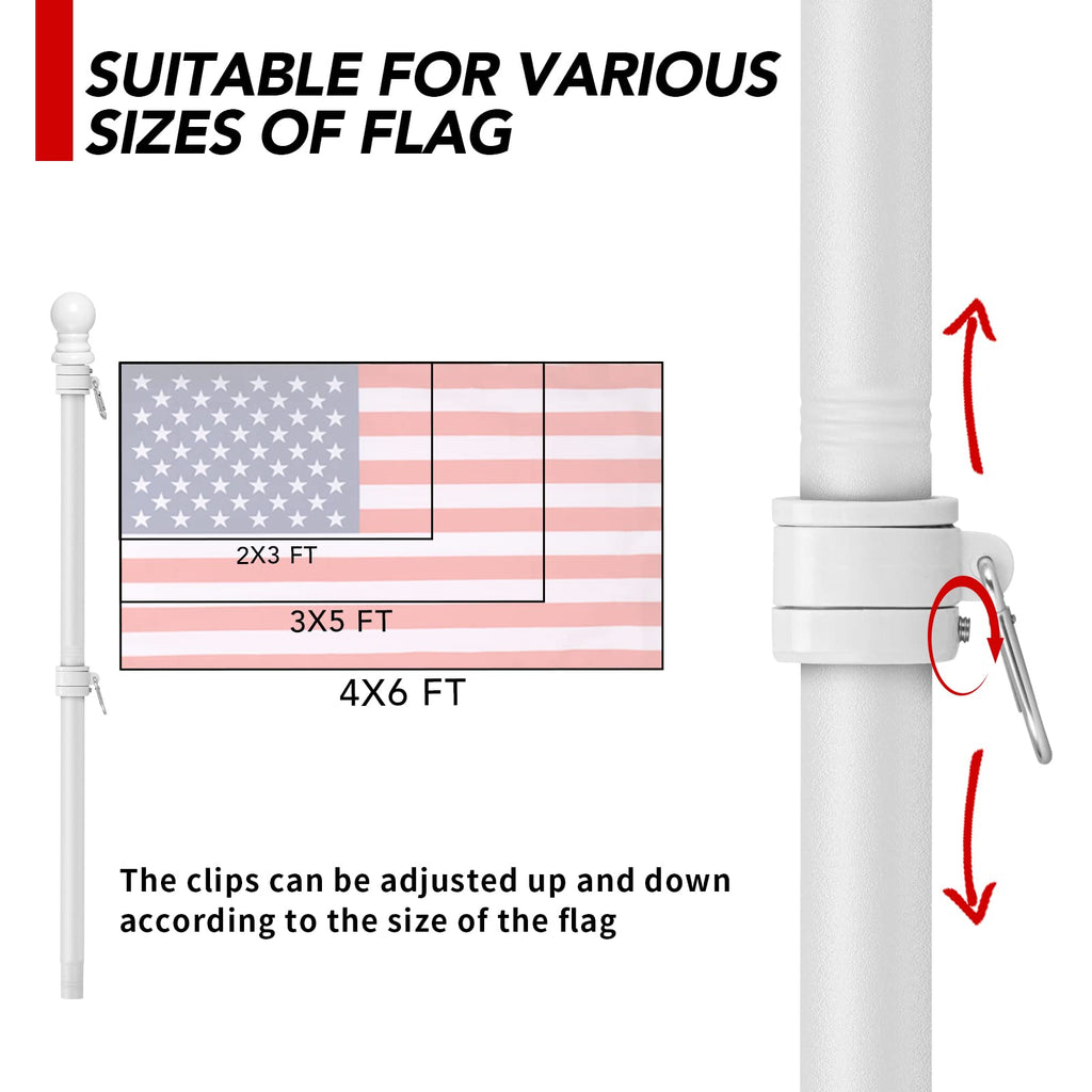 6FT Flag Pole with Bracket and Tangle-Free Rings W491784