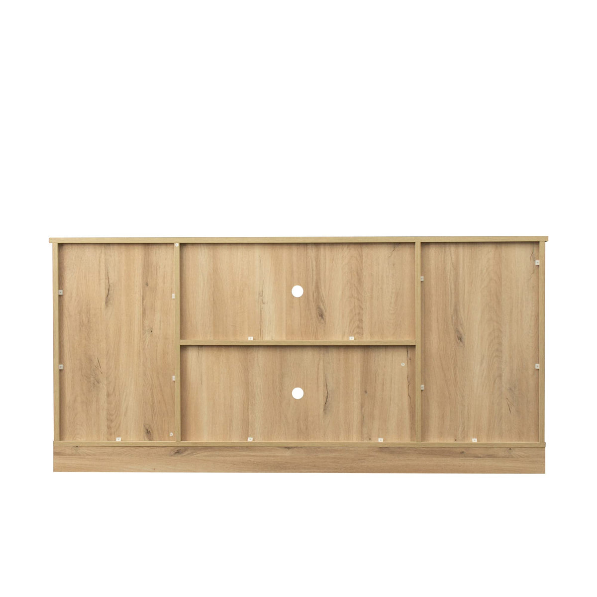 Sliding Barn Door Wood TV Stand with Adjustable Shelves I91686