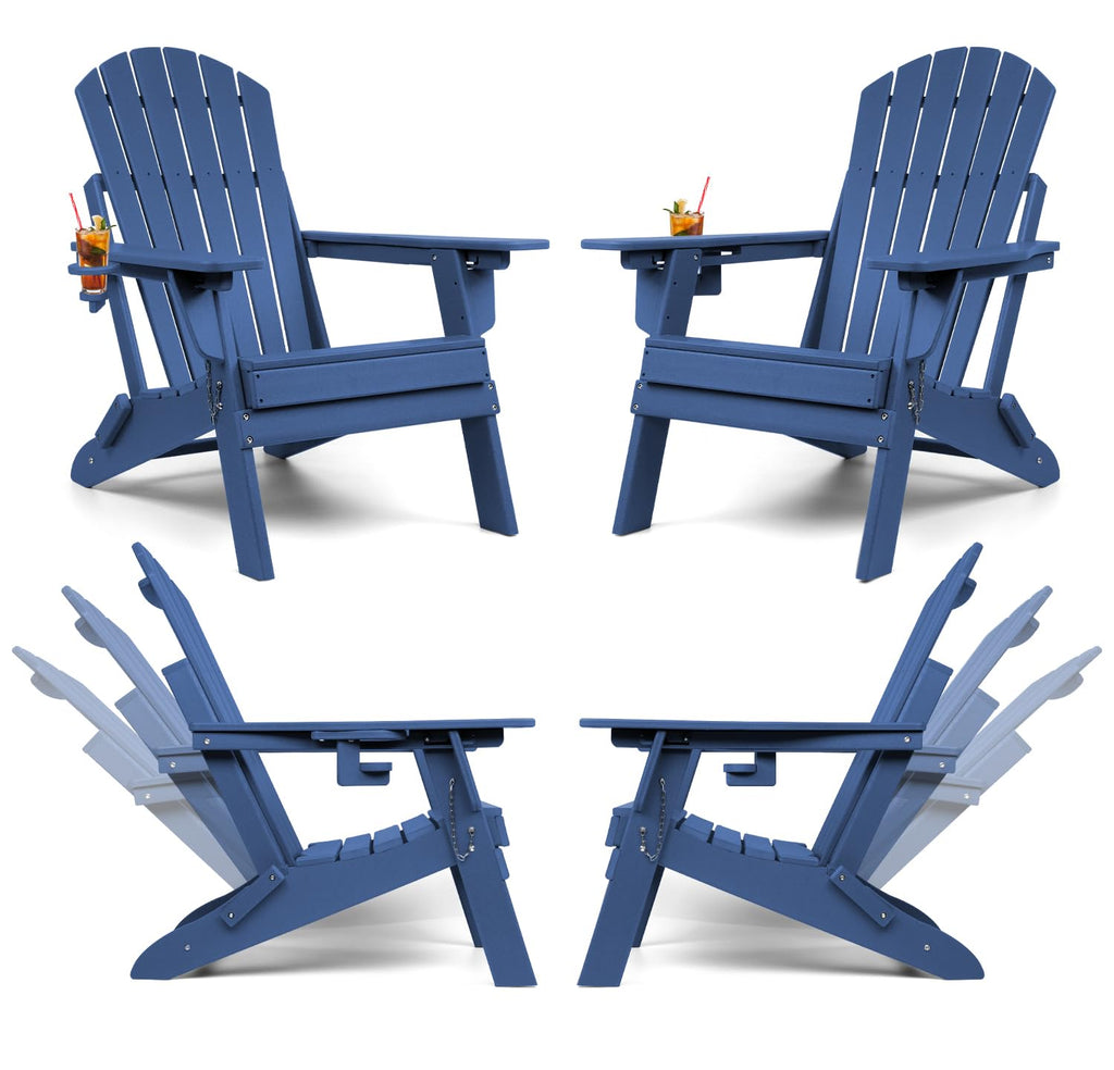Oversized Folding Adirondack Chair Set of 4 with Adjustable Backrest B573041
