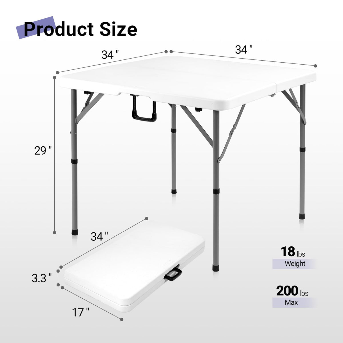 White Folding Card Table H425