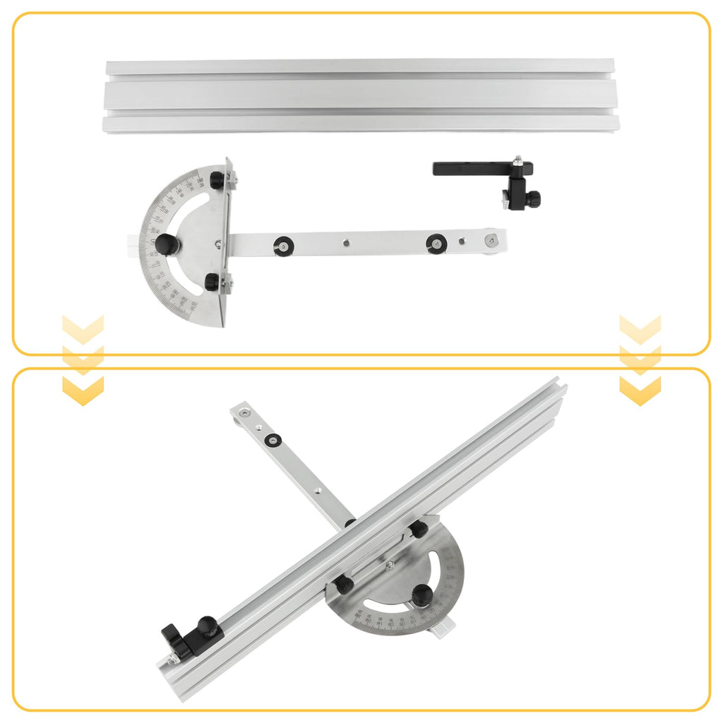 Table Saw Miter Gauge System with Miter Fence, 120° Angle Stops Adjustable, 250mm I12588