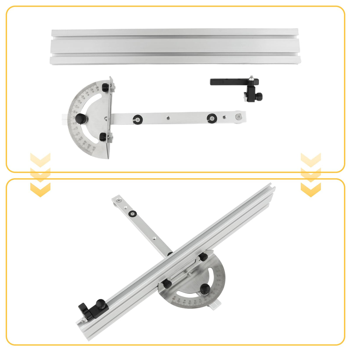 Table Saw Miter Gauge System with Miter Fence, 120° Angle Stops Adjustable, 250mm I12588