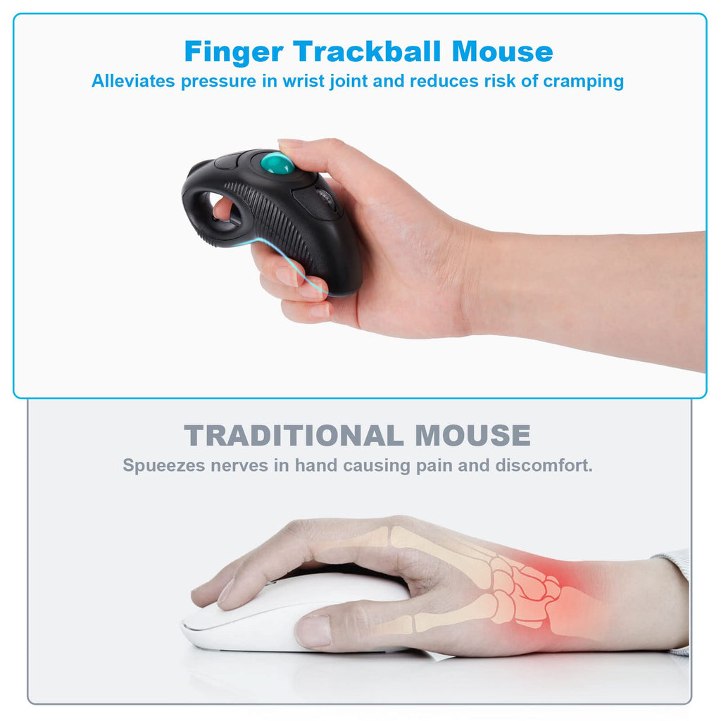 Wireless USB Handheld Finger Trackball Mouse Q986