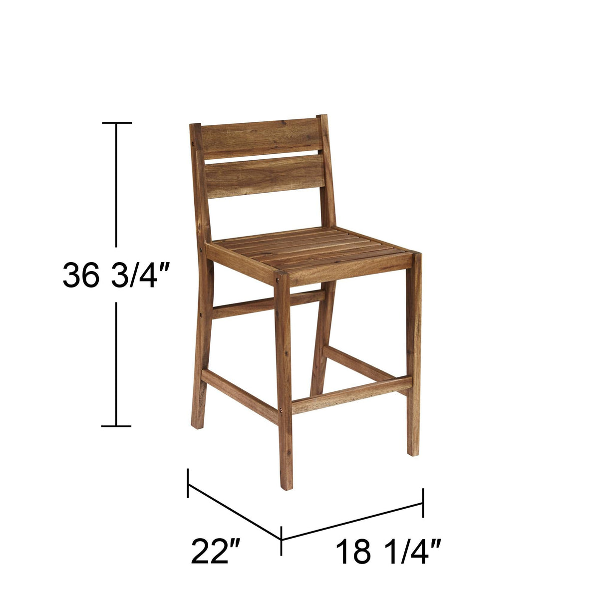 Acacia Wood Outdoor Bar Stools Set of 2 Brown 24" High K57011