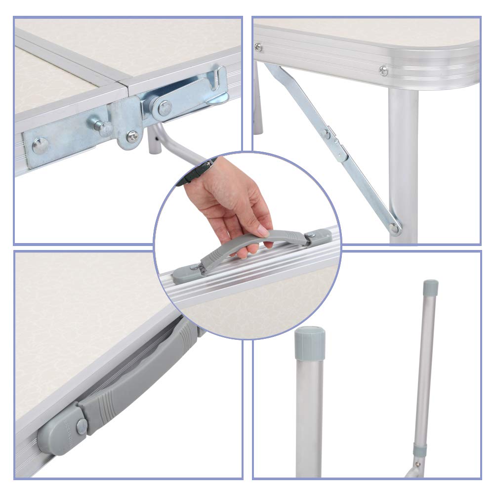 3ft Adjustable Aluminum Folding Picnic Camping Table with Carry Handle D35313