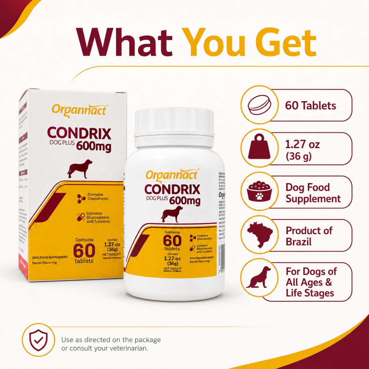 Bacon Flavored Glucosamine Chondroitin Turmeric Dog Supplement 60 Count V72125