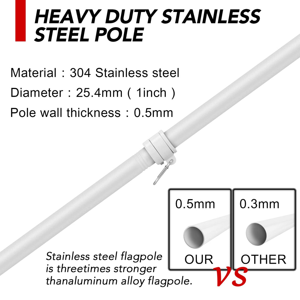 6FT Flag Pole with Bracket and Tangle-Free Rings W491784