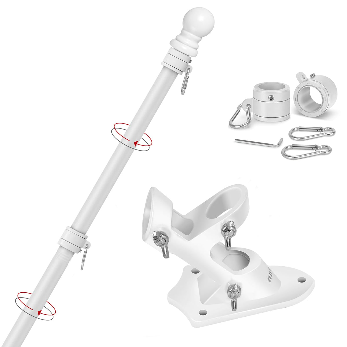 6FT Flag Pole with Bracket and Tangle-Free Rings W491784