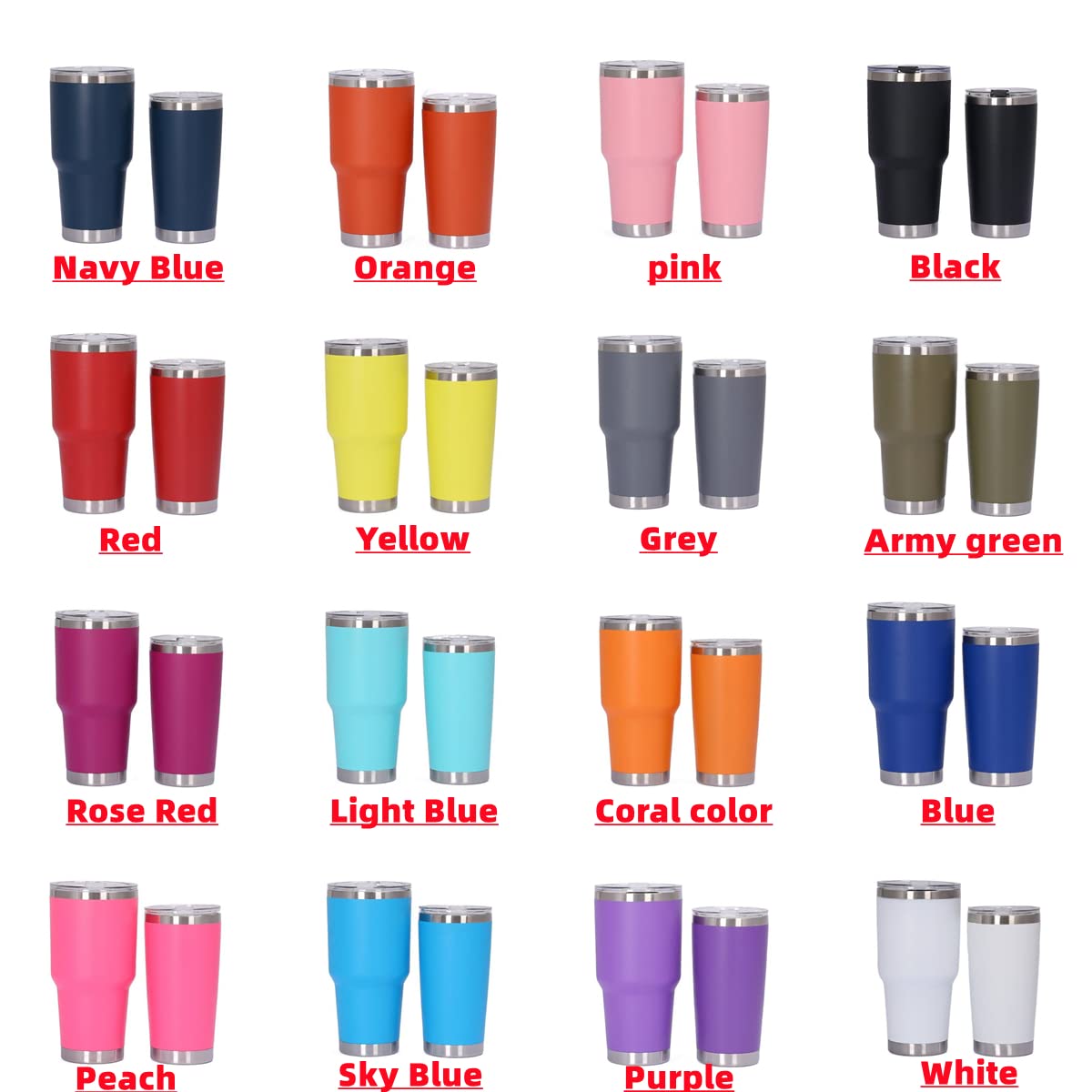 20oz/30oz Stainless Steel Tumbler with Lid & Straw F63860