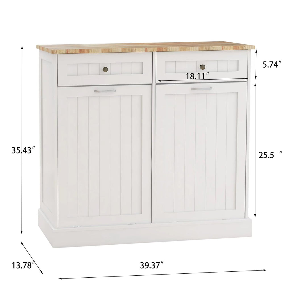 White Double Tilt Out Trash Cabinet with 2 Drawers Y672