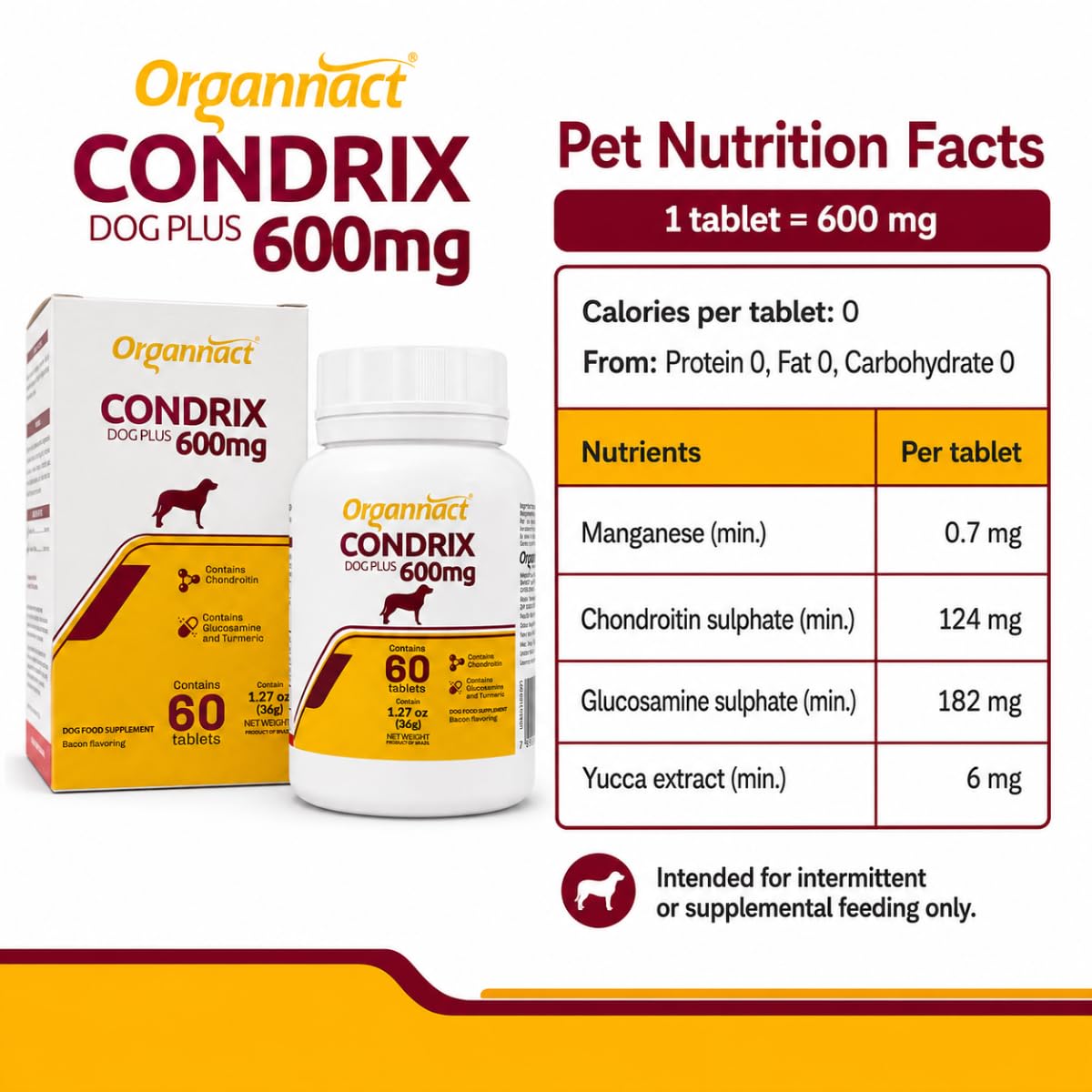 Bacon Flavored Glucosamine Chondroitin Turmeric Dog Supplement 60 Count V72125