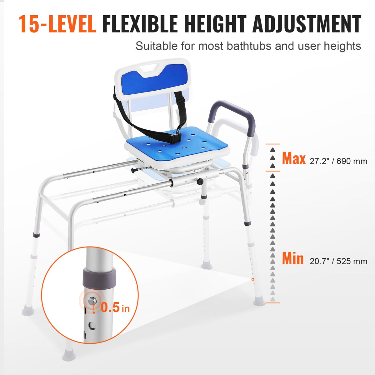 Sliding Tub Transfer Bench with 360 Degree Swivel Seat J115