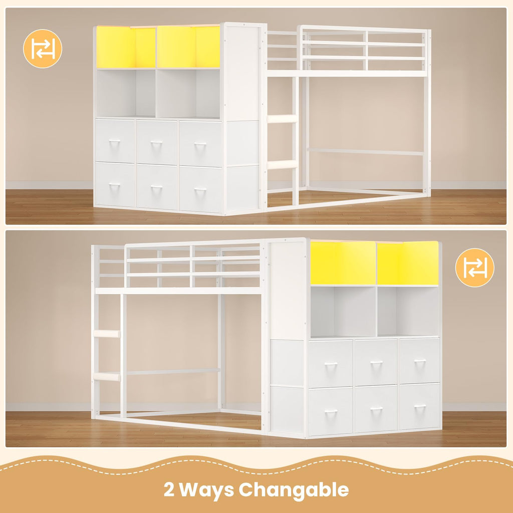 Twin Over Twin Bunk Bed with 6 Storage Drawers Q5836