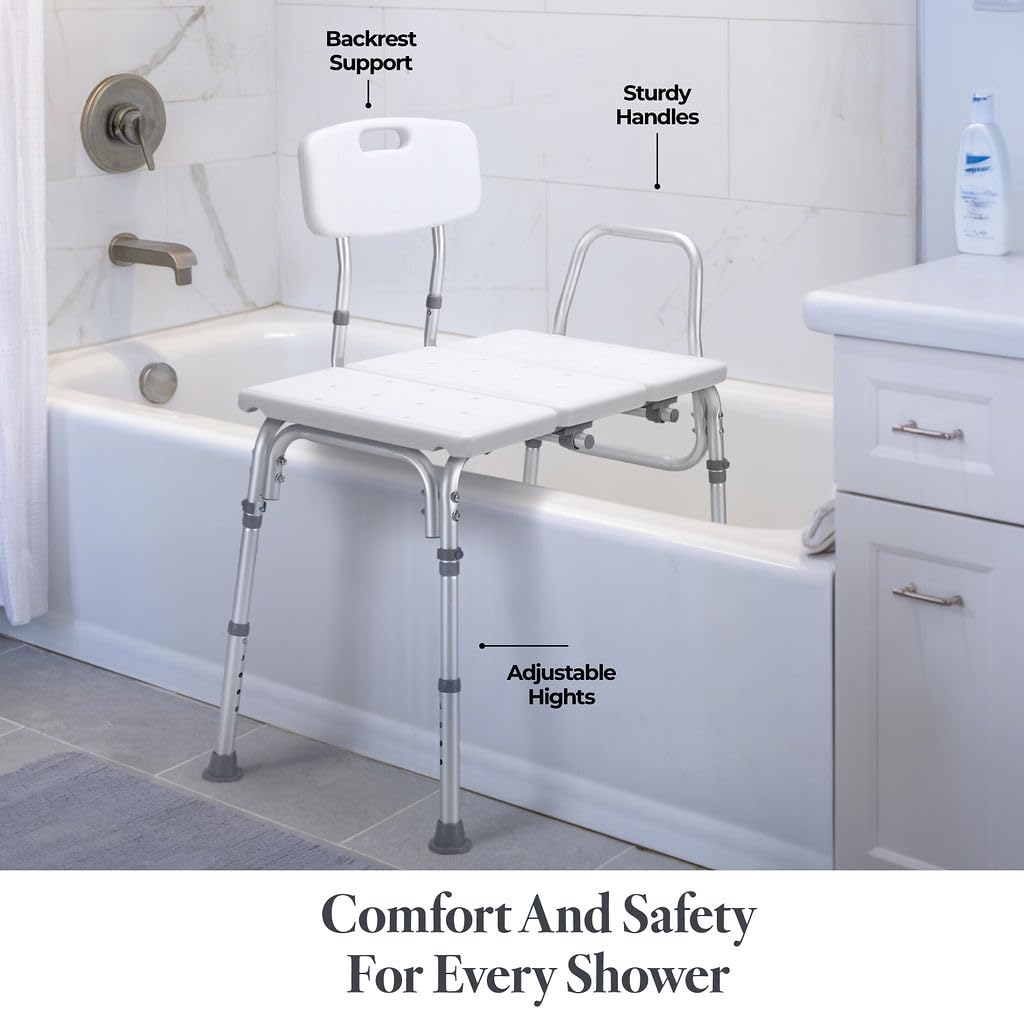 Adjustable Height White Plastic Transfer Bench R953