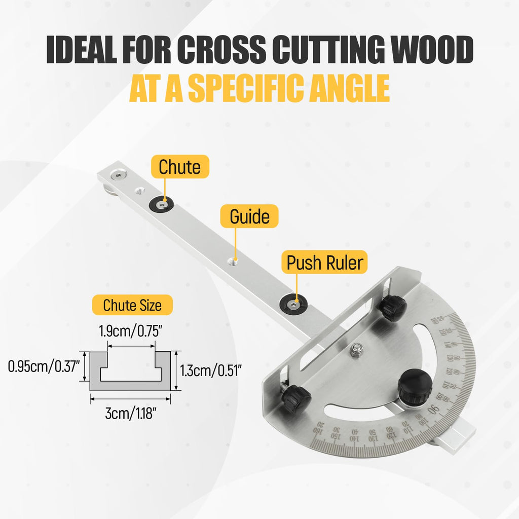 Table Saw Miter Gauge System with Miter Fence, 120° Angle Stops Adjustable, 250mm I12588