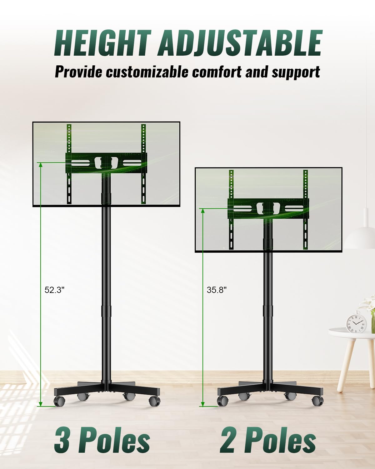 Rolling TV Stand on Wheels for 23-60 Inch TV Q468