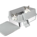 Stainless Steel Cat Litter Box with High Sides, Litter Mat, Scoop X2130