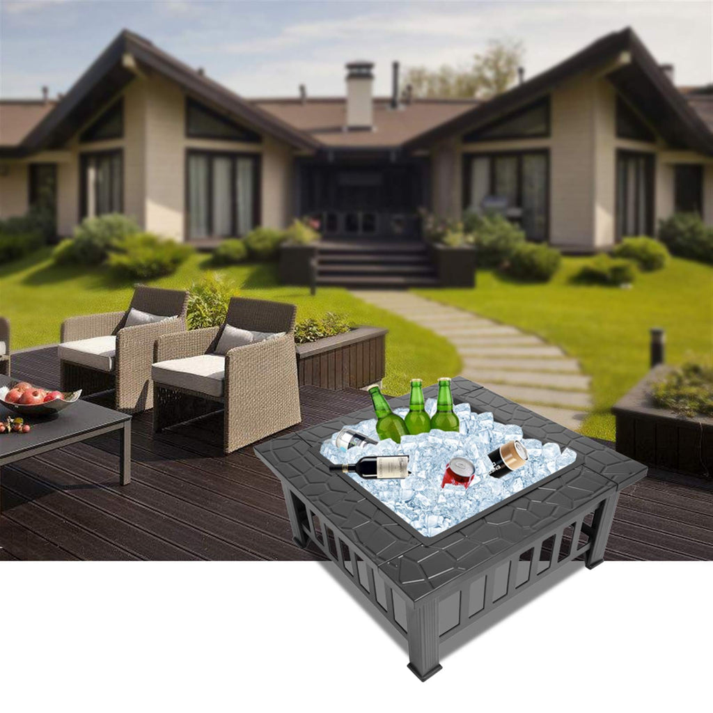 32in Square Metal Fire Pit Table S924