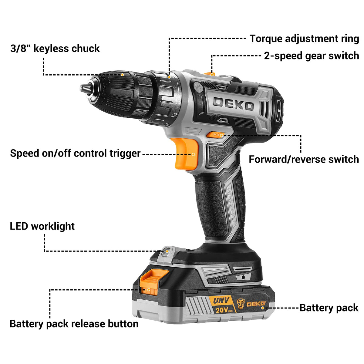 Cordless Drill 20V with Battery and Charger W980658