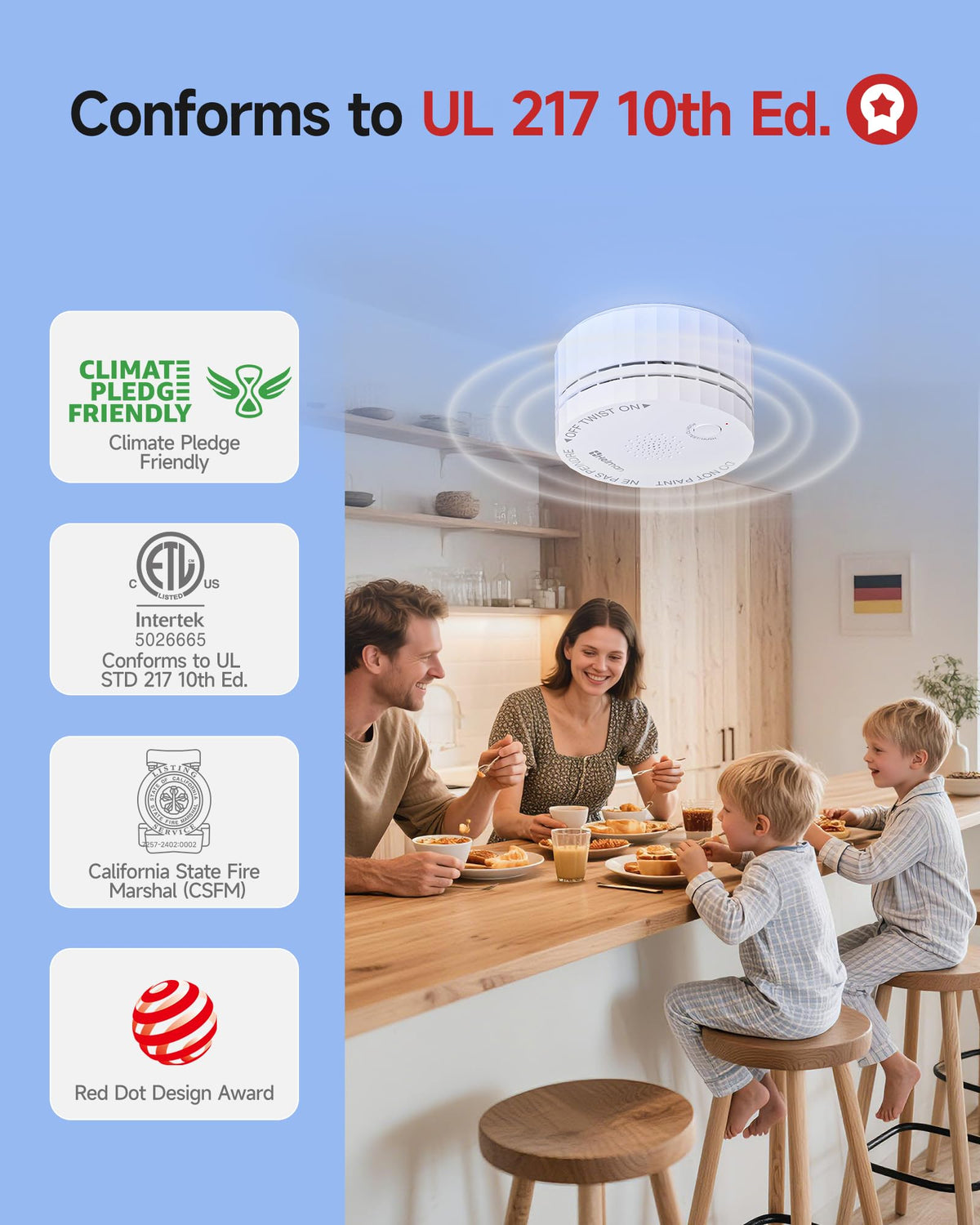 3 Pack Wireless Interconnected Smoke Detector R6402