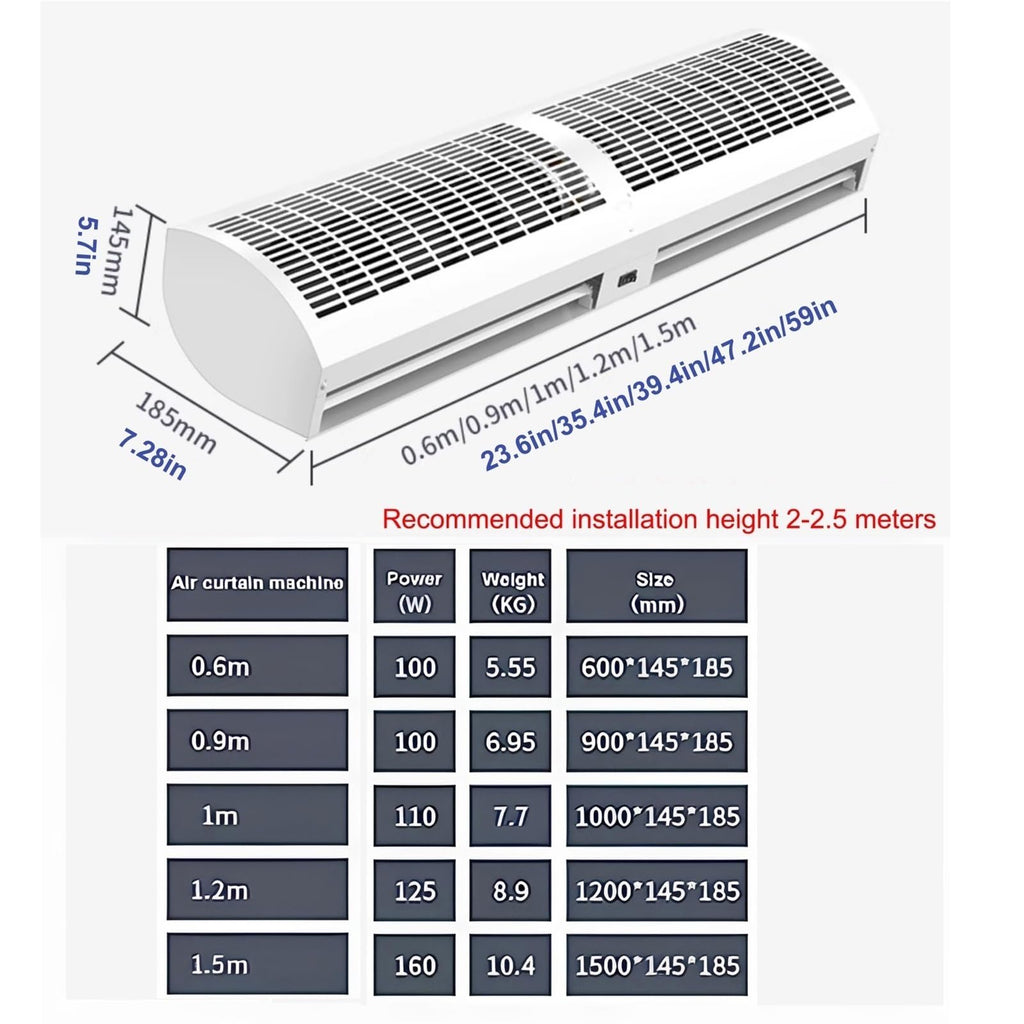 Outdoor Air Curtain Machine with Large Air Volume, 2 Speed and Wind Direction Adjustable D290241