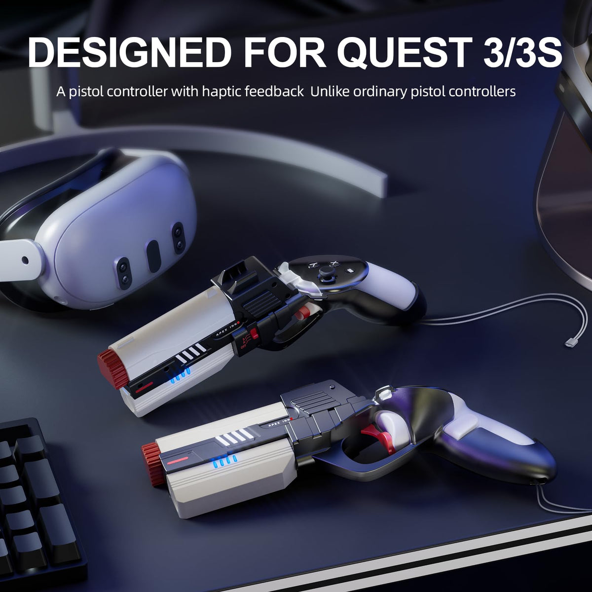Controller Accessories Haptic Gun Stock Cover Compatible with Meta Quest 3S and Meta Quest 3 T40571