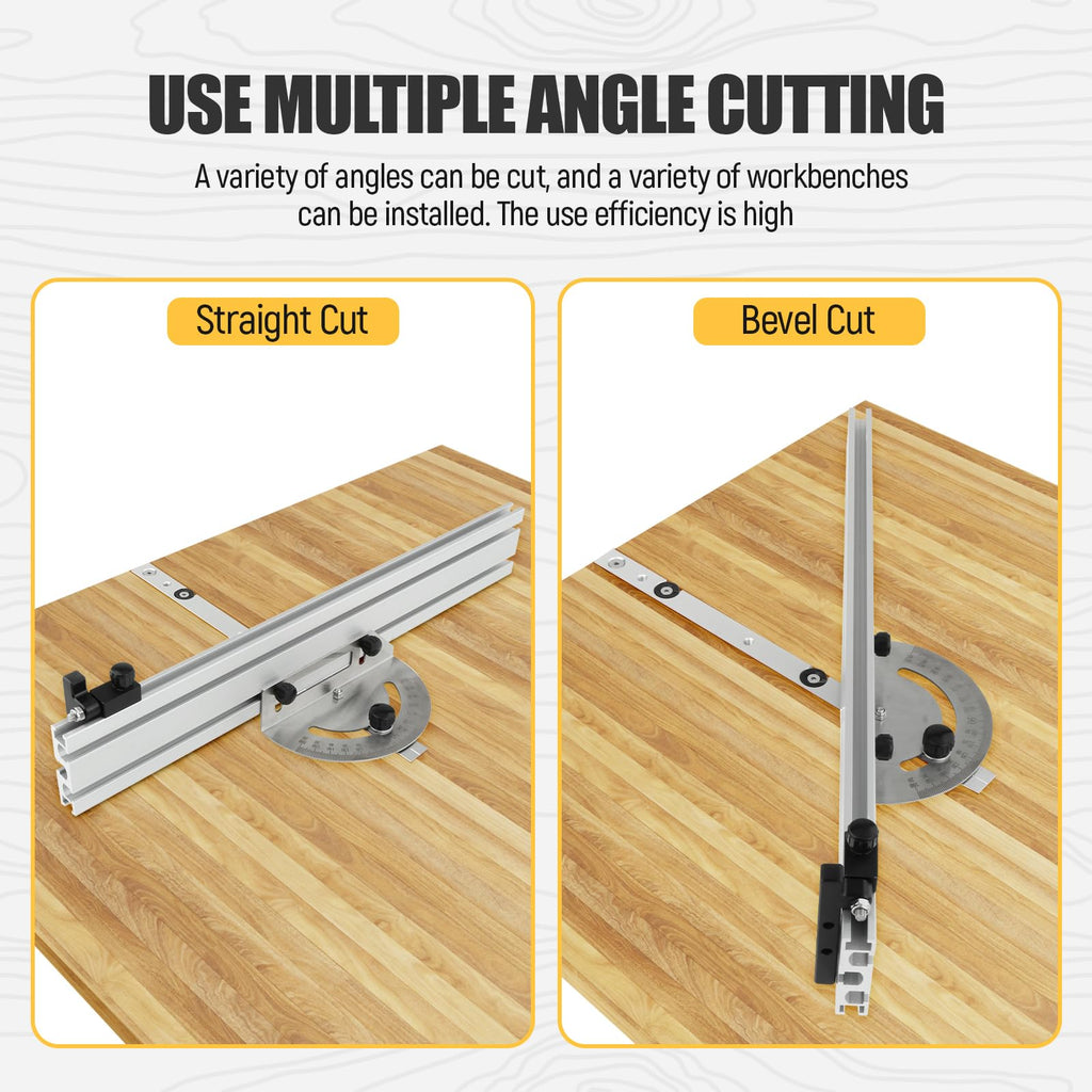 Table Saw Miter Gauge System with Miter Fence, 120° Angle Stops Adjustable, 250mm I12588