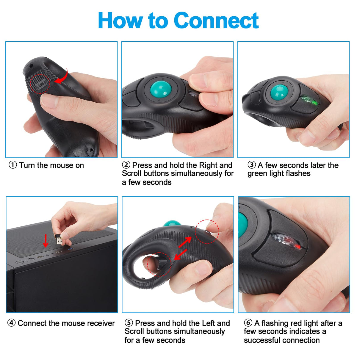 Wireless USB Handheld Finger Trackball Mouse Q986