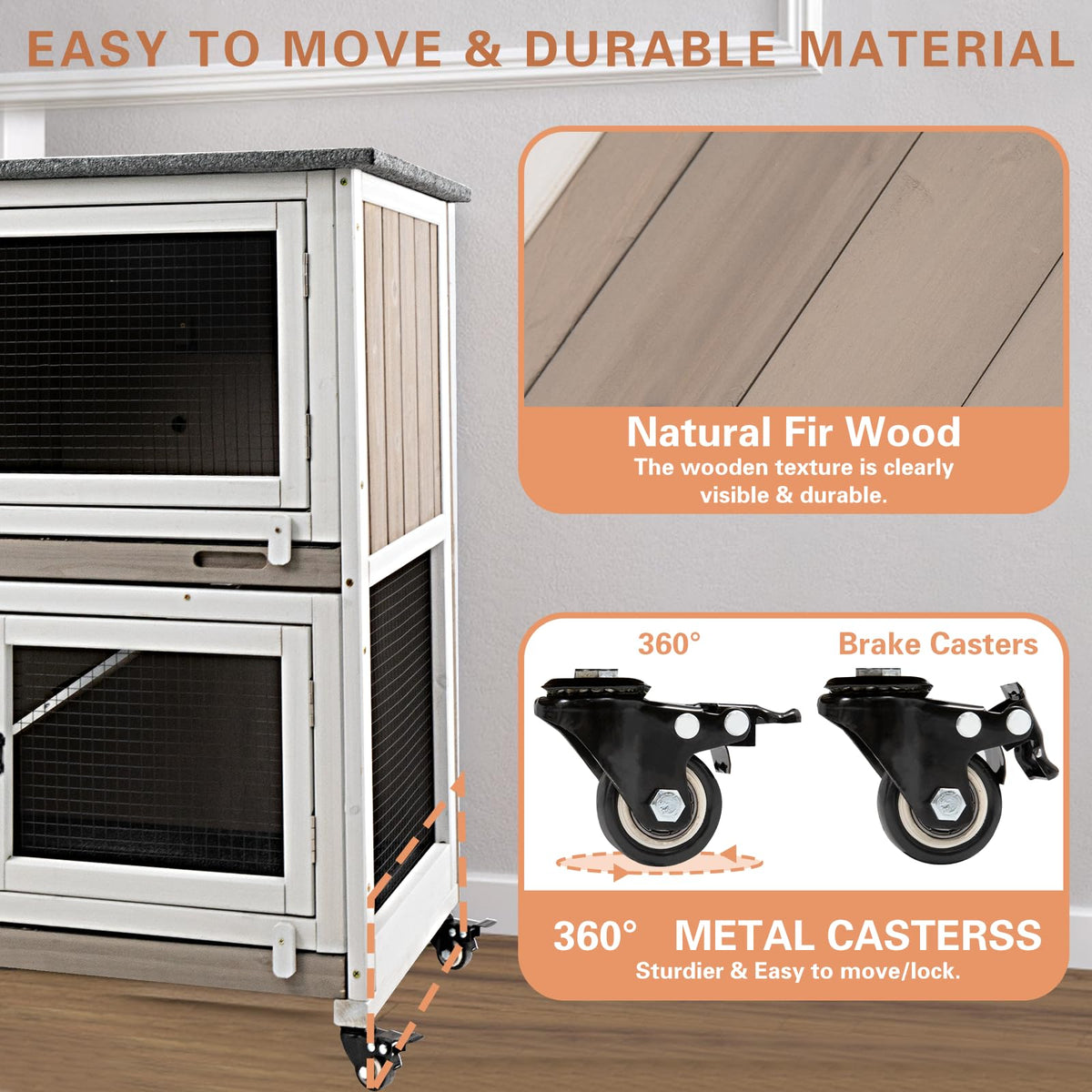 36" L 2-Story Rabbit Hutch on 4 Wheels G1042