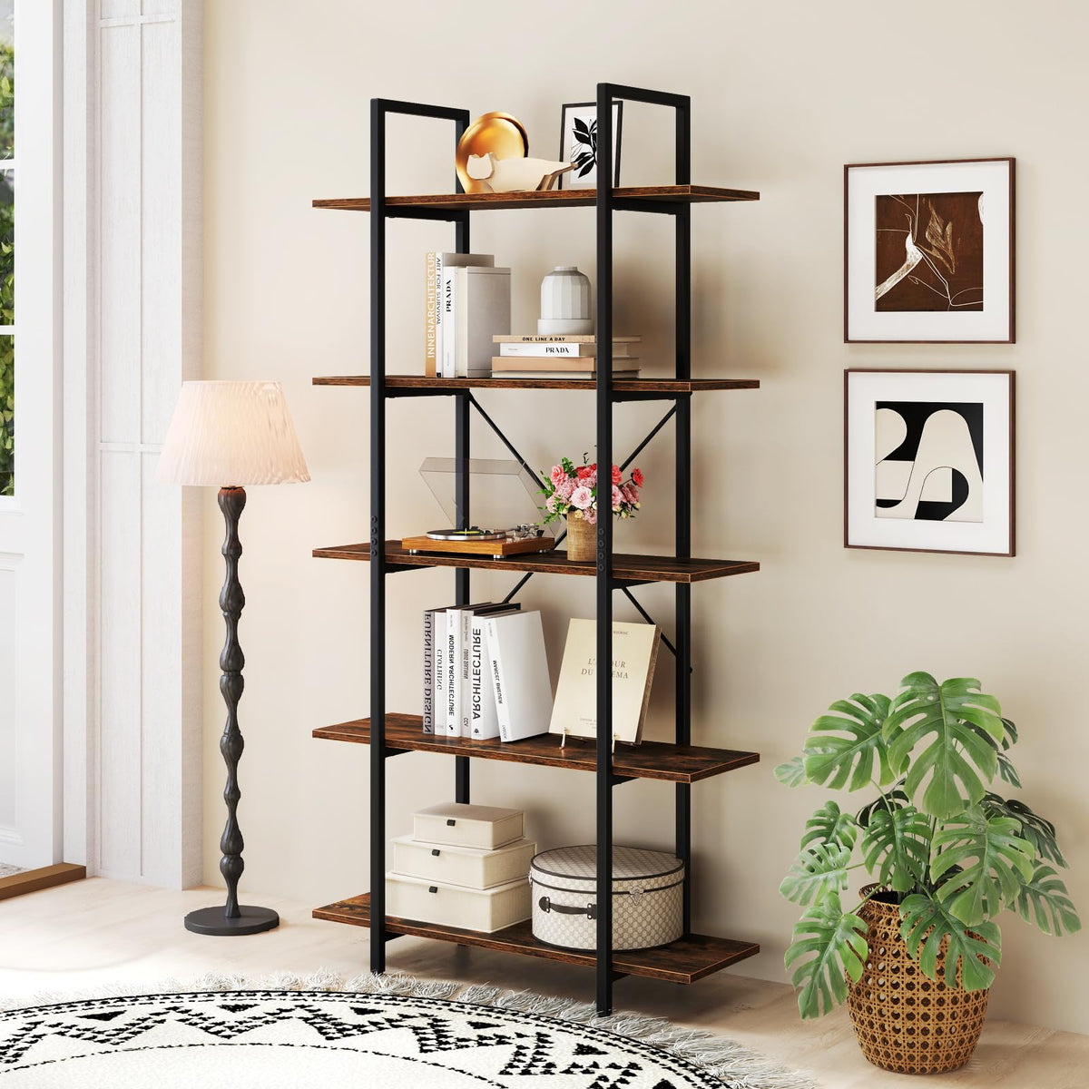 5-Tier Industrial Bookshelf L6314