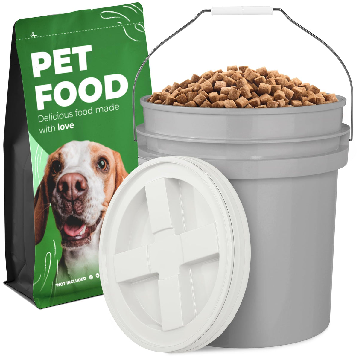 Airtight Pet Food Storage Container 25 lbs Grey Y682