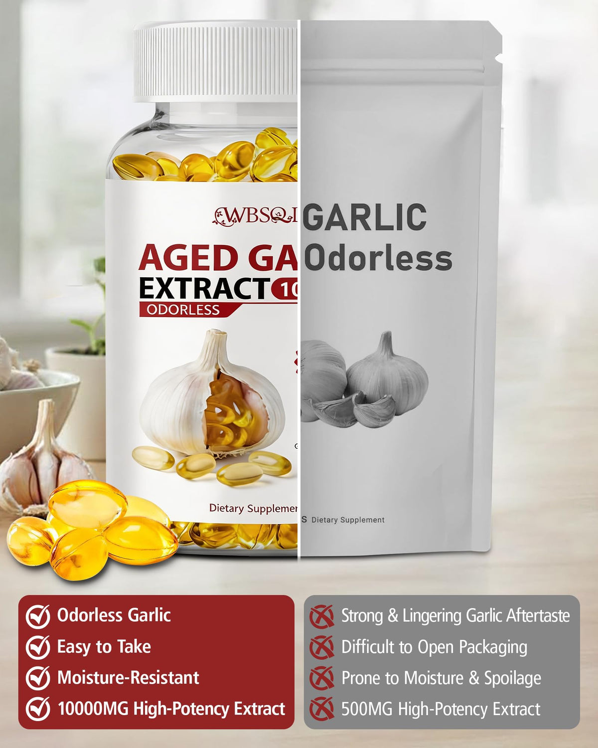 Aged Garlic Extract 10,000 mg 300 Softgels H8233
