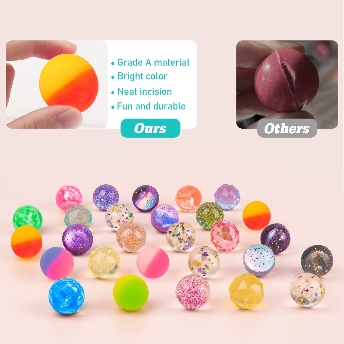 24 Pieces Bouncy Balls 32mm 6 Styles H777667