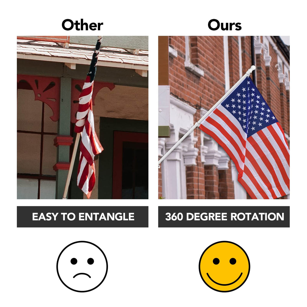 6FT Flag Pole with Bracket and Tangle-Free Rings W491784