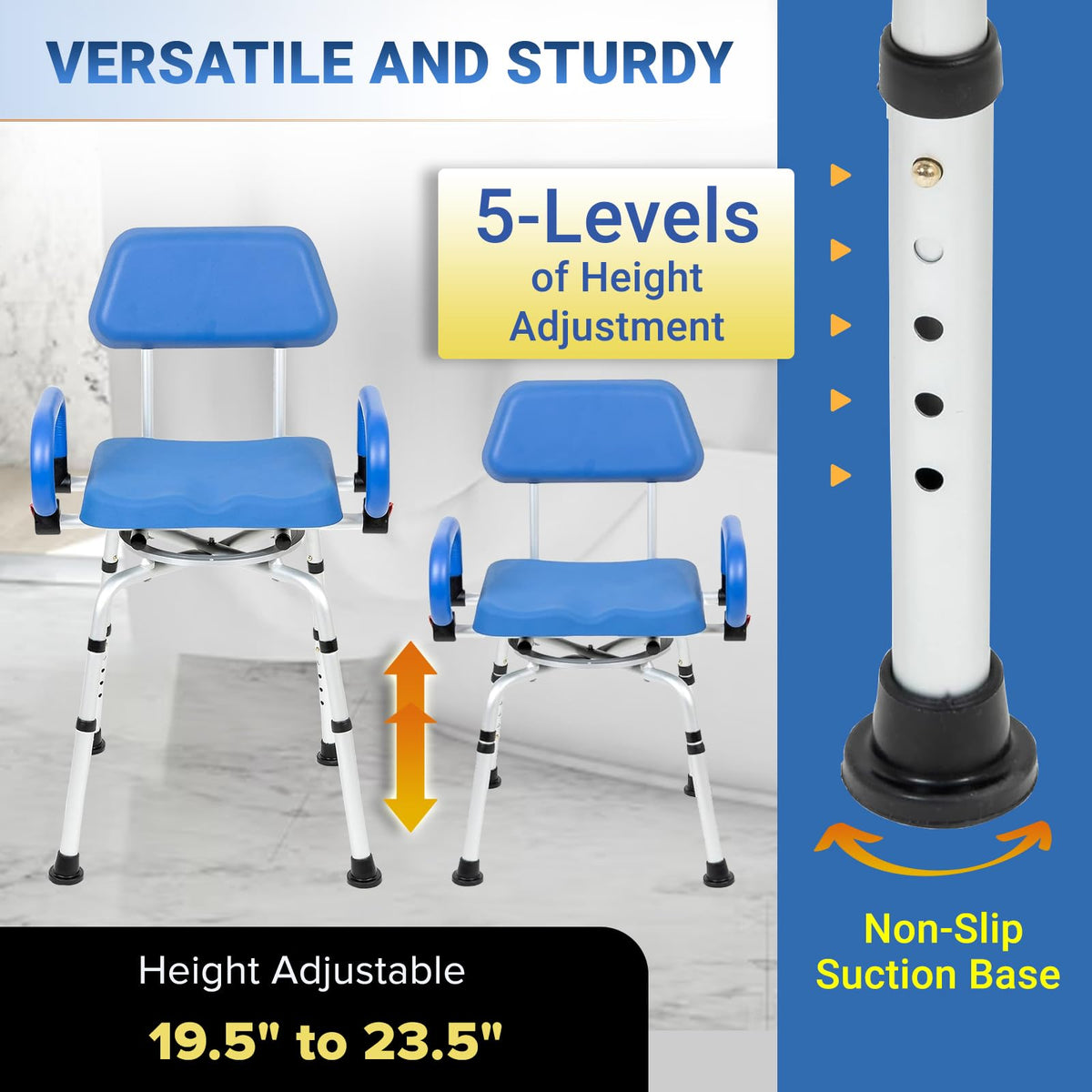 Swivel Shower Chair with Padded Seat, Back & Arms S462127