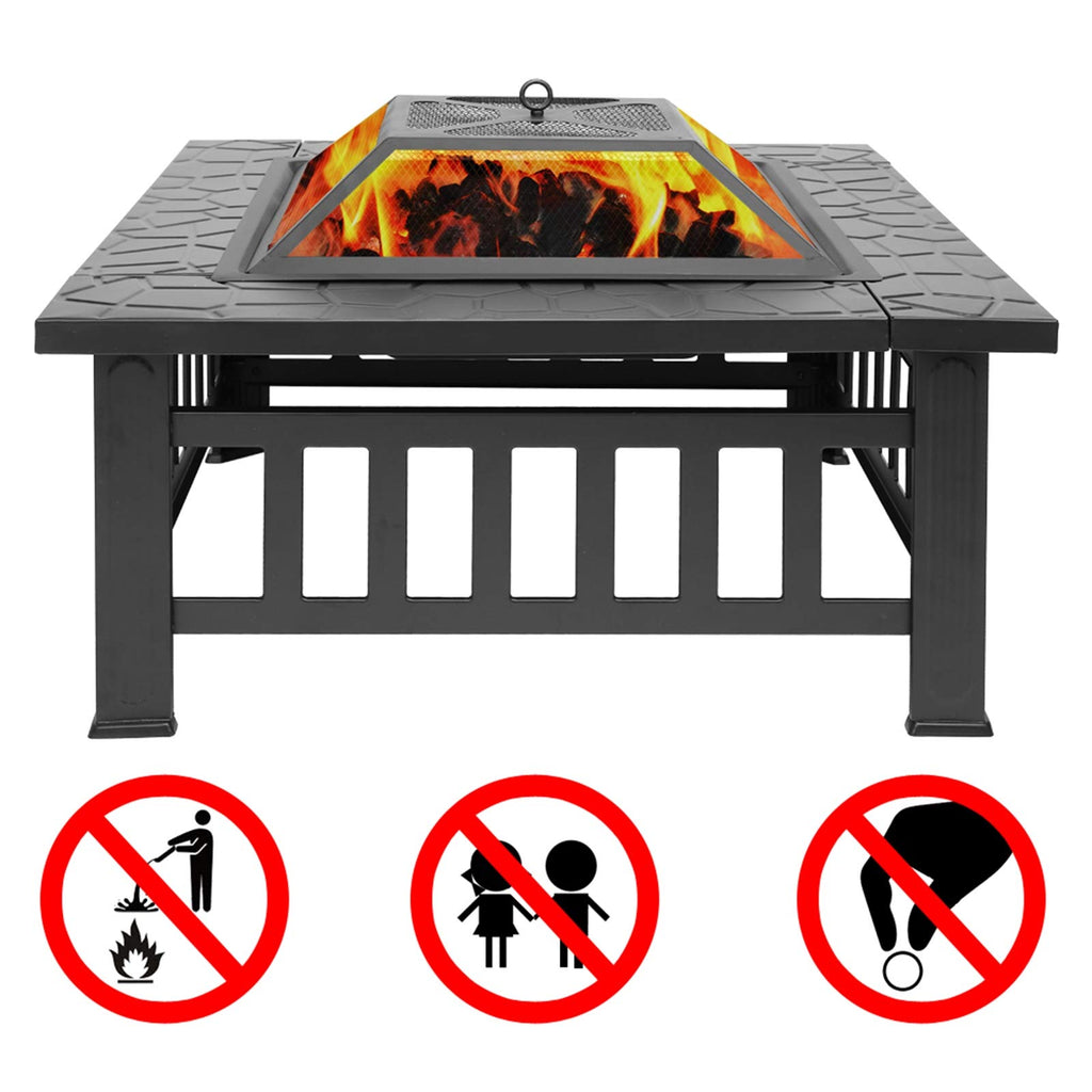 32in Square Metal Fire Pit Table S924