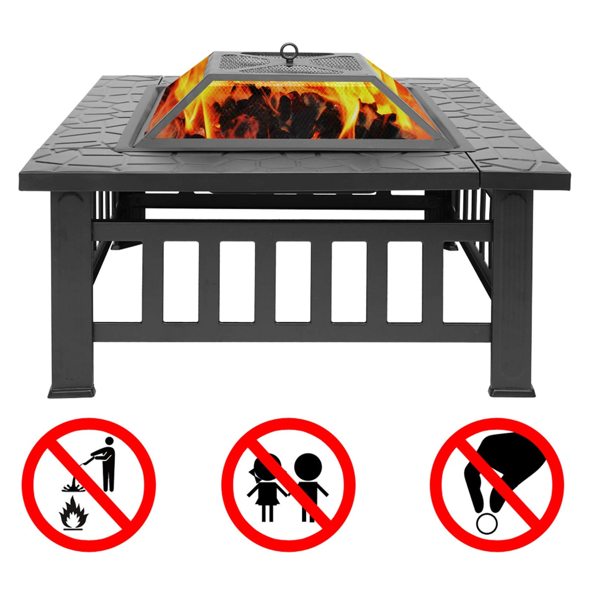 32in Square Metal Fire Pit Table S924