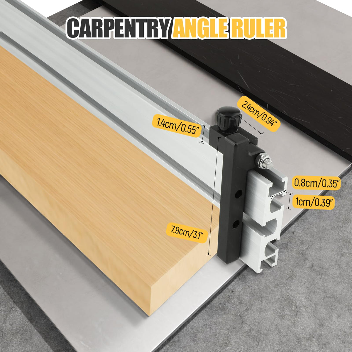 Table Saw Miter Gauge System with Miter Fence, 120° Angle Stops Adjustable, 250mm I12588