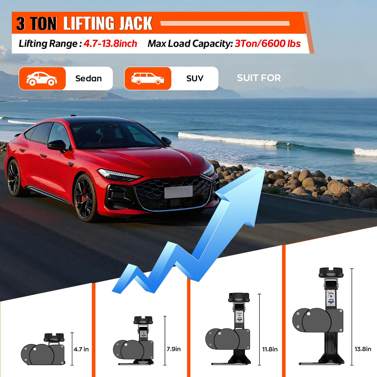 3 Ton Electric Car Jack Kit with Lug Wrench Y6596