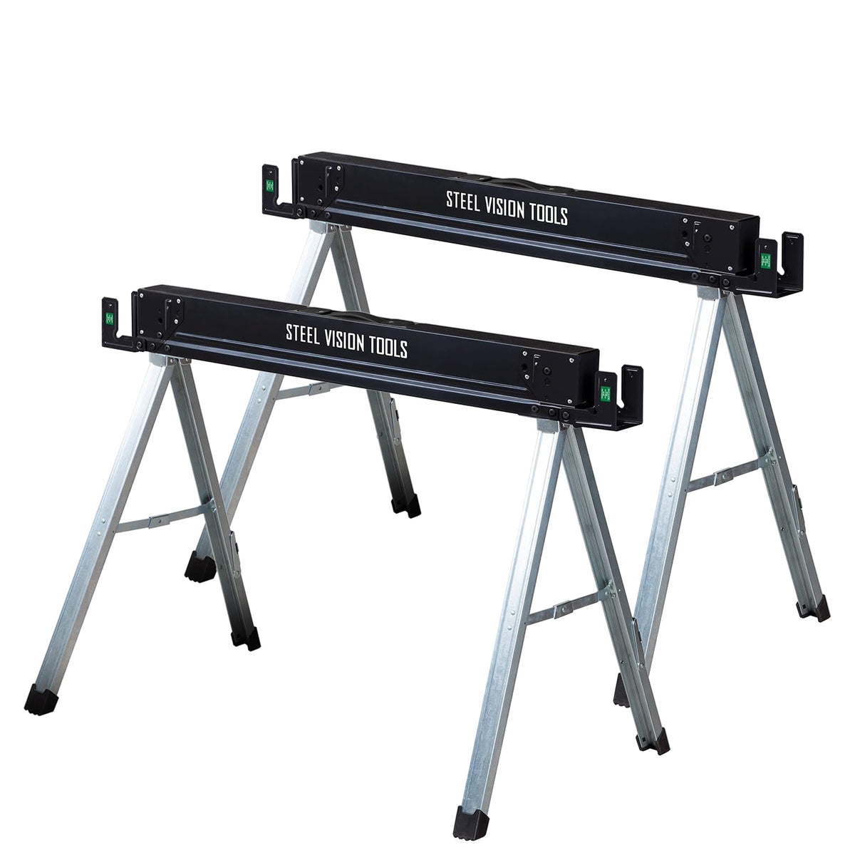 Folding Heavy Duty Metal Sawhorse 2 Pack with 2x4 Support Bracket O526