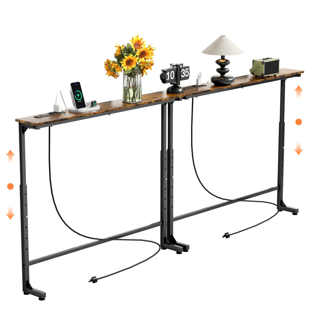 2 Pack Narrow Console Table with Power Outlets F45435