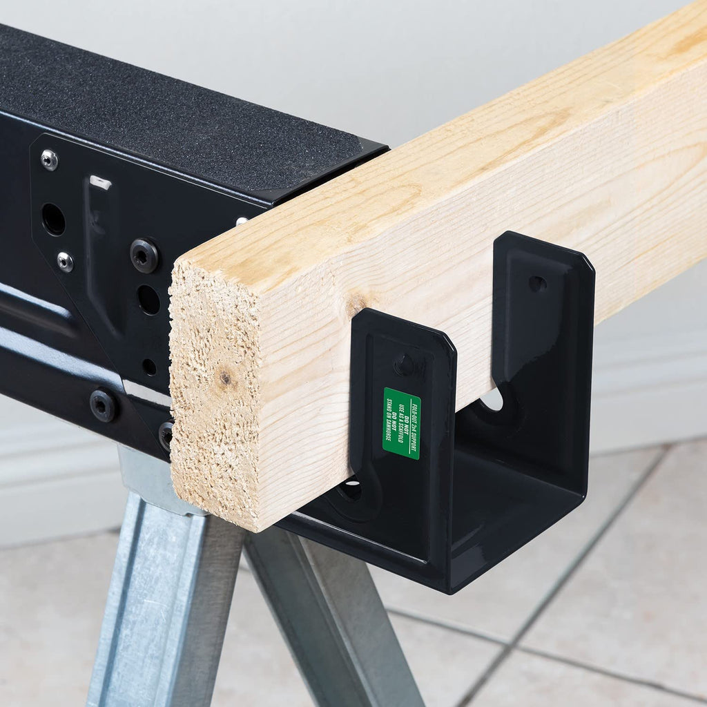 Folding Heavy Duty Metal Sawhorse 2 Pack with 2x4 Support Bracket O526